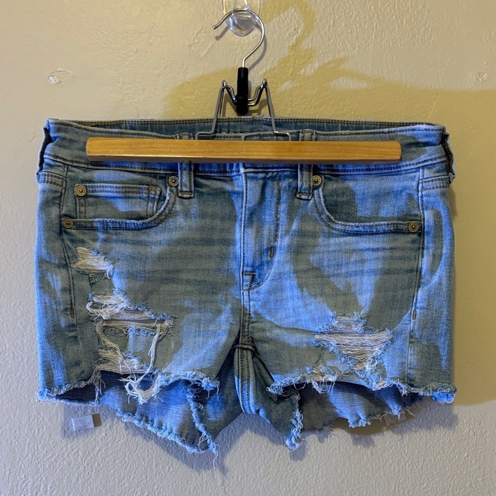 American Eagle Outfitters Light Blue Distressed Jean Shorts